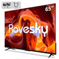Televisor Inteligente QLED R&E de 65 Pulgadas, 4K UHD, Android con WiFi para Control Remoto por Voz, Televisor LED sin Marco para Uso en Hoteles