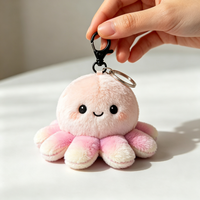 Porte-clés en peluche pieuvre mignon, breloque de sac en peluche pieuvre douce, petit pendentif animal en peluche pour sac à dos, porte-clés, fête d'anniversaire pour enfants