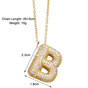 Benutzer definierte Ballon A-Z Name Anfangs buchstabe Alphabet Iced Out VVS Moissan ite Anhänger Hip Hop CZ Modeschmuck Halsketten für Frauen - Product Image 4