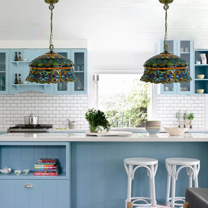 Tiffany İskandinav el yapımı abajur akdeniz pastoral çalışma yemek odası yatak oturma odası koridor balkon lambası avize - Product Image 5