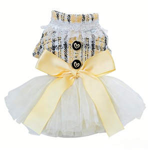 Charming Princess Tulle Dress For Dogs <b>Cats</b> Checkered Polyester Four Seasons Pet <b>Clothes</b> - Product Image 5