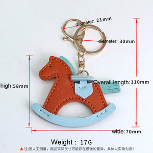 大人気！レディース高級バッグチャーム かわいい動物キーホルダー 手作りPUレザー ロッキングホースキーホルダー - Product Image 2