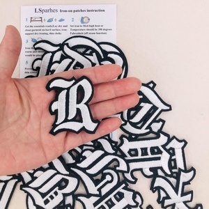 Gothic Old English Iron on Letter Patches A-Z Embroidered Varsity <strong>Alphabet</strong> Monogram <strong>Custom</strong> Name Patch for Letterman Jacket - Product Image 1