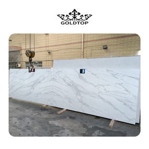 Goldtop 7002 Calacatta Crema PD แผ่นควอตซ์พิมพ์ลายทันสมัยพื้นผิวหินหรูหราสำหรับเคาน์เตอร์ครัวโรงแรมการตกแต่งผนัง - Product Image 2