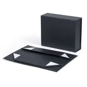 Black Large Cardboard Packaging Magnetic Gift Boxes With Lids