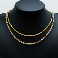 Collier en acier inoxydable plaqué or avec chaîne torsadée de 2 à 7mm de largeur Bijoux classiques sans ternissement avec fermoirs en vrac pour cadeaux de fêtes