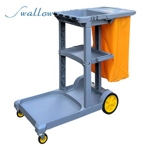Тележка уборочная Swallow H0323, 3-ярусная, пластиковая, экологичная, на четырех колесах, грузоподъемность 136 кг, для уборки в отелях - Product Image 3