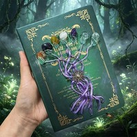 Cuaderno de Meditación Espiritual con Cristales de Chakra Naturales, Árbol de la Vida, para Regalo o Decoración del Hogar