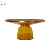 Table basse dorée de Style nordique, ronde, en verre, mobilier de créateur moderne, Table basse latérale, vente en gros, livraison gratuite