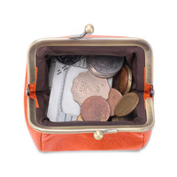 Portefeuille compact rétro à clip pour filles 2025, en cuir véritable, sac de rangement multifonctionnel