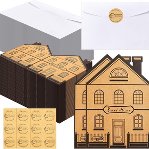 Customized House Shaped Greeting <b>Cards</b> <b>Embossed</b> Gold Stamping Paper Congratulations Thank You <b>Cards</b> For Home Moving Celebration - Product Image 1