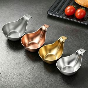 Recipientes Retro de Metal para Mezclar Condimentos, Vajilla de Restaurante, Plato para Salsas de Acero Inoxidable con Asa, Taza Redonda para Salsas - Product Image 4