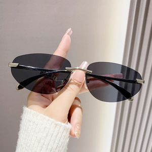 Small <b>Framed</b> Sunglasses <b>Frameless</b> PC Lens UV400 Protection Unisex Driving Glasses - Product Image 1
