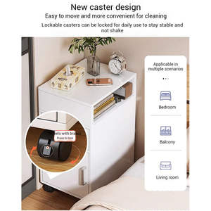 Multi-Purpose Eco-Friendly Durable <b>Bedside</b> <b>Table</b> Nightstand Ultra <b>Narrow</b> Corner Storage Cabinet Modern Furniture for Small Hotel - Product Image 3