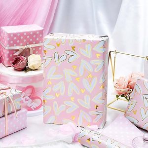 Papier d'emballage original rose double face en forme de cœur, gaufré or, métallisé, pour mariage, fête des mères, baby shower - Product Image 2