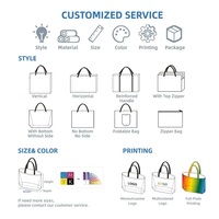 Sac fourre-tout en PP tissé personnalisé avec motif dessin animé, grande capacité, réutilisable, avec poignées jaunes pour la vente au détail