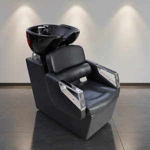 Fauteuil de lavage moderne en céramique pour salon avec cuir rembourré, repose-pieds réglable, équipement de spa de haute qualité - Product Image 2