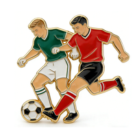 Badges en métal personnalisés avec impression de stars du football mondial, épingles en émail dur avec cartes de support