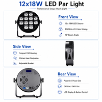Projecteur de scène LED RGBWAUV UV haute luminosité 12x18W avec contrôle DMX512, angle de faisceau 10° pour événements intérieurs et spectacles en direct