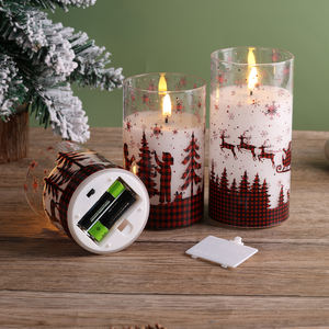 مجموعة هدايا شموع عيد الميلاد الزجاجية من شمع البارافين للديكور المنزلي من ماتي، شموع <span class=keywords><strong>LED</strong></span> بدون لهب لعيد الميلاد - Product Image 2