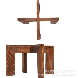 Wooden flower <b>pot</b> base, balcony plant <b>stand</b>, floor-standing cross-shaped flower <b>pot</b> rack, green plant ornament, solid wood - Product Image 5