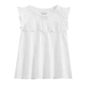 Girls Puff Sleeve T-Shirts Embroidered 2020 Summer New Style Kid's Cloth Round Collar Girl's White T Shirt