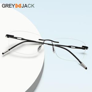 Montures de lunettes sans monture Greyjack, rectangulaires, pour hommes, monture en métal légère, verres en acrylique, ME2034, origine Wenzhou - Product Image 2