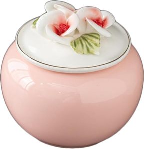 Urna Commemorativa <span class=keywords><strong>in</strong></span> Ceramica per Ceneri di Gatti a Basso Prezzo, Design Floreale, Piccolo Portaceneri per Cremazione, Regalo per Amanti dei Gatti - Product Image 1