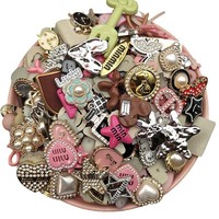 Lot de breloques DIY pour coques de téléphone, assortiment aléatoire, en acrylique, perles, lettres, formes géométriques, fleurs, à dos plat, pour chaussures Crocs, pinces à cheveux, artisanat, vente en gros