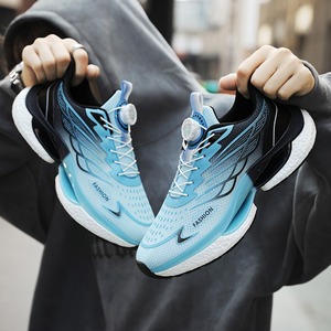 2025 Summer Men's Shoes Rotating Button Running Sports Shoes Men's Breathable Thick-Tread Popcorn <b>Cushioning</b> Running Shoes - Product Image 2