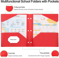 Classeur à anneaux en plastique PP, 3 trous, 2 pochettes, format lettre, classeur de fichiers, fournitures de bureau, fournitures scolaires, papeterie, classeurs