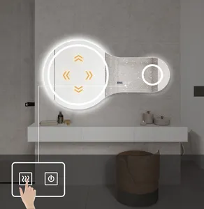 Fournisseur Miroir de salle de bain demi-lune au design moderne, avec éclairage LED mural, miroir cosmétique intelligent complet