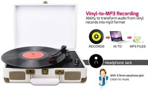 Disque vinyle enregistreur hifi platine tourne-disque avec valise de mode Haut-Parleur Intégré/<span class=keywords><strong>Entrée</strong></span> Aux/<span class=keywords><strong>RCA</strong></span> USB Jouer - Product Image 5
