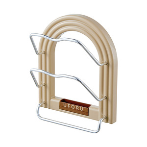 Uforu - Soporte de pared para tapas de ollas, organizador de cocina de doble capa con barra para toallas, para uso doméstico - Product Image 3