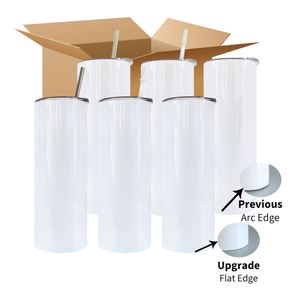 Shape Bottom Double Wall Vacuum Insulated Stainless Steel Tumblers 20oz Sublimation Blanks Skinny Flat Edge Tumbler Mugs - Product Image 1