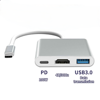 Adaptateur USB 3.1 Type C vers 4K/PD 100W avec ports USB 3.0 et charge PD, compatible avec les ordinateurs portables et tablettes