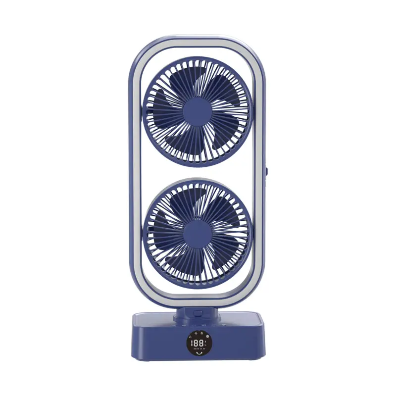 YUHUA Twin Tower Fan with Flashlight Power Bank Portable Desktop Office Rechargeable Portable USB Cooling Fan
