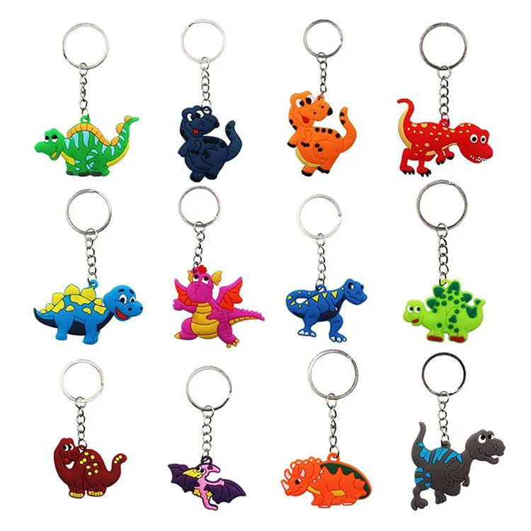 Nhà cung cấp bán buôn động vật tùy chỉnh Dễ Thương Giá cả hợp lý khủng long Đồ chơi hình dạng mềm cao su PVC Keychain