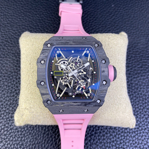 Reloj de Pulsera de Fibra de Carbono Estilo RM de Alta Calidad con Correa de Goma Rosa, Reloj Mecánico Automático para Hombre - Product Image 2