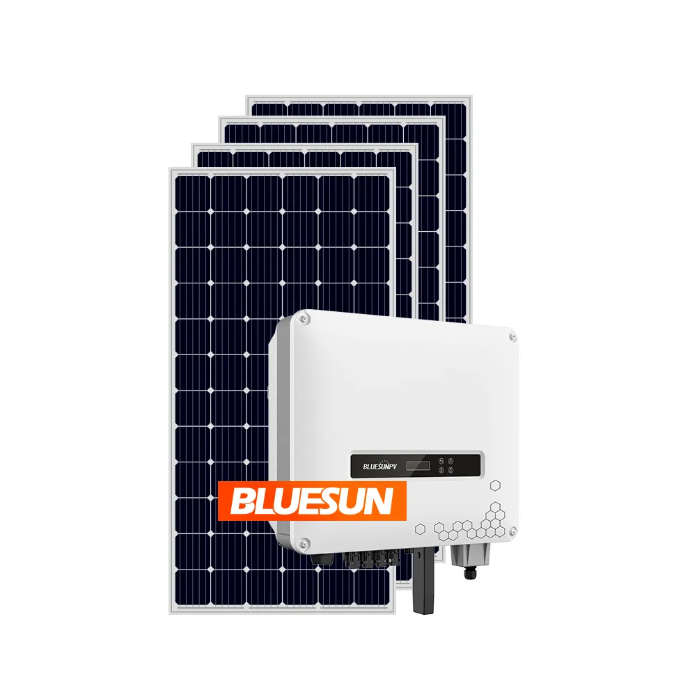 Bluesun الشمسية إضاءة داخلية نظام كيت لوحة طاقة شمسية مع تركيب 5kw 10kw 20kw نظام الإضاءة الشمسية للمنطقة الريفية