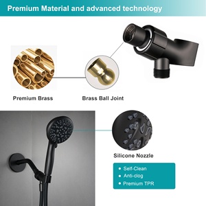 Ensemble de douche à main 3 pièces de style américain noir mat de qualité supérieure avec 8 fonctions, tuyau et support en laiton américain – Vente en gros - Product Image 4