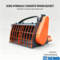 Godet mélangeur de béton hydraulique XCMG 0310L04 pour chargeuse compacte, décharge latérale avant 0,45 m, jaune, pour la construction