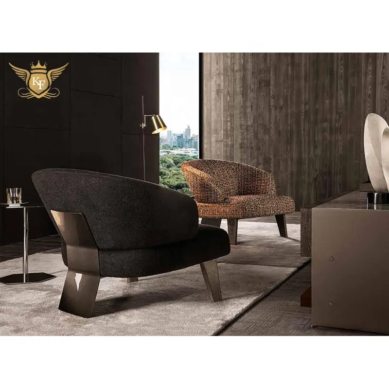 Italian Luxury Design Living Room Sofa Chair Elegant Stainless Steel Base Leisure Chair Modern Fabric Hotel Accent Chair