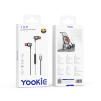 YooKiE YTL11 Earphone Berkabel In-ear Logam Tipe-C dengan Mikrofon Transmisi Digital Hitam