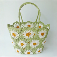 Sac en crochet fait main, polyester et coton, grande capacité, sac fourre-tout, plage, quotidien, décontracté, sac à bandoulière, couleurs personnalisées