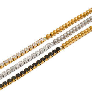 Tennis <b>Bracelet</b> 18K Gold Plated White Zircon Bead Chain Jewelry for Women - Product Image 5