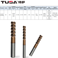 Inner Colding Solid Carbide End Mill 4 Flute Tungsten Carbide milling cutter dengan corn C & R 50 °   sudut heliks untuk HRC52-65