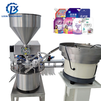 Machine de remplissage et de bouchage automatique de sachets à bec verseur pour jus et liquides, avec pompe rotative servo de bureau et pompe à engrenages LX-ACFS5