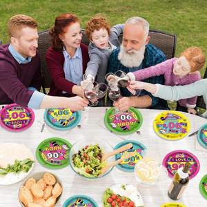 Pack d'assiettes en papier pour l'élimination pouces CMJN 9 décorations de fête à thème vacances d'anniversaire - Product Image 2