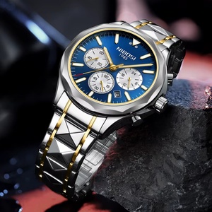 For 2608 Fashion Luxury Chronograph <b>Watch</b> for Men Stainless Steel 3BAR Water Resistant Luminous Date Quartz <b>Watch</b> Push Button - Product Image 4